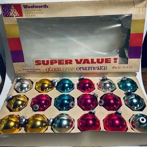 Woolworth Vintage shiny bright glass ornaments